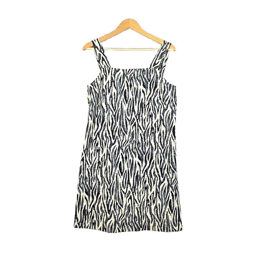 Vintage‎ 90s Zebra Print Shift Dress Sleeveless Mini Mod Boho Grunge 8 Medium